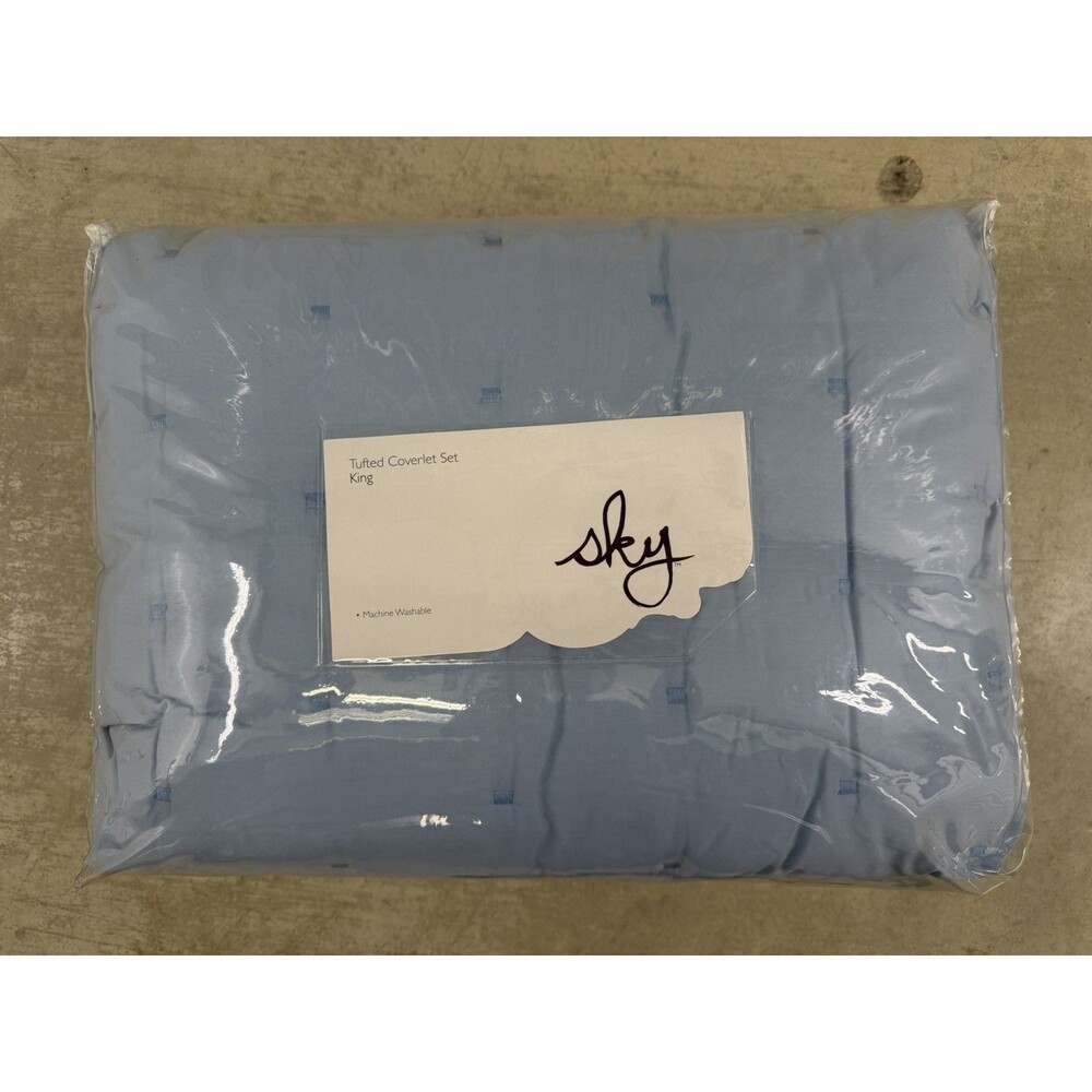 Sky Tufted Quilted King Coverlet Set New Blue